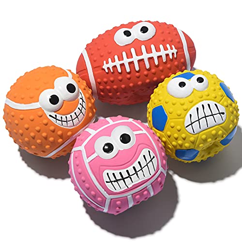 SCHITEC Squeaky Dog Balls, [4 Pack] Cute Interactive Latex Rubber Toys with Squeaker, 2.2'' Soft Bouncy Fetch Ball for Puppy Small Breed Dogs - size: Small 2.2"
