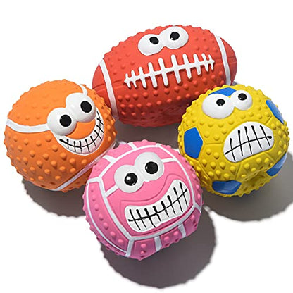 SCHITEC Squeaky Dog Ball, [4 Pack] Latex Rubber Dog Squeak Toys, 2.7'' Soft Bouncy Fetch Balls for Medium Small Pets Interactive Play - size: Medium Balls 2.7"