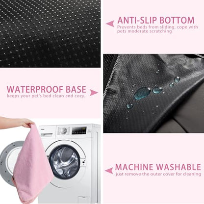 Dog Crate Bed Waterproof Deluxe Plush Dog Beds with Removable Washable Cover Anti-Slip Bottom Pet Sleeping Mattress for Large, Medium, Jumbo, Small Dogs, 41 x 27 inch, Pink - color: Pink, size: 41.0"L x 27.0"W x 3.0"Th