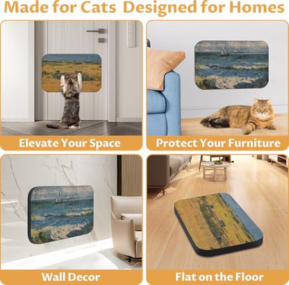 2 Pack Art Cat Scratcher, Wall-Mountable Cat Scratch Pad, Cat Wall Scratcher 16.7x11x1 Inch Cat Scratching Board for Indoor Cats Toy (Series3) - color: Van Gogh3-2