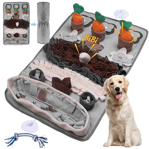 Snuffle Mat for Dogs Large Breed - 32'' X 20'' Washable Durable Sniff Mat for Slow Feeding Training, Enrichment Puzzle Toy for Mental Stimulation & Stress Relief - color: Gray-Black