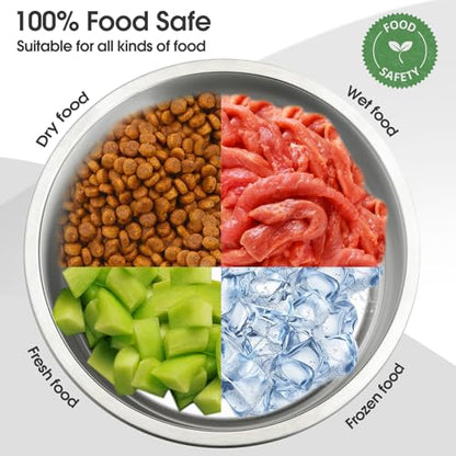 Bonteck Dog Bowl - Dog Water and Food Anti Rust & Non Slip Metal Bowls Large, Spill Proof Insulated Double Wall Pet Dish for Dogs, Cats & Pets, Stainless Steel, Dishwasher Safe (100 oz, Black)