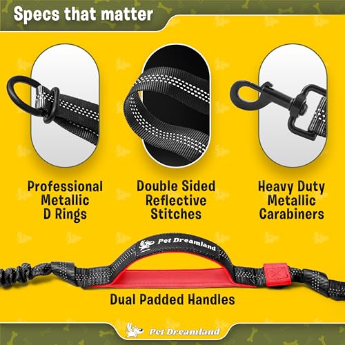 Exquisite Hands Free Double Leash for Two Dogs No Tangle. Premium Quality & Versatile Running Your Two Large Dogs. You Will Absolutely Love This Amazing Dual Dog Leash (Black & Red) - color: Black & Red