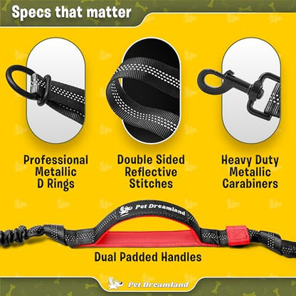 Exquisite Hands Free Double Leash for Two Dogs No Tangle. Premium Quality & Versatile Running Your Two Large Dogs. You Will Absolutely Love This Amazing Dual Dog Leash (Black & Red) - color: Black & Red