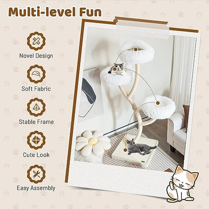 Tangkula Tall Cat Tree, 70 Inch Multi-Level Large Cat Tower with 3 Warm Perches, 3 Jingling Balls, Sisal Scratching Posts & Board, Modern Cat Tree for Indoor Cats Large Adult - color: White