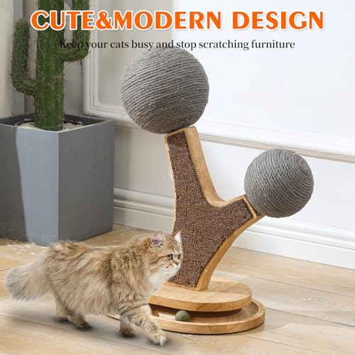 Cat Tree Cat Scratching Post with Vertical Cat Scratcher, Interactive Toy Balls, Handmade Cat Furniture with Natural Materials, Cute Kitten Scratch Post, Easy-to-Clean - color: SZ-6