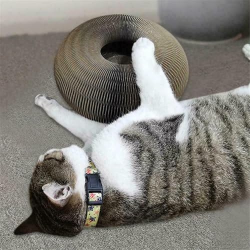 Cat Accordion - Designed for Devon Rex Cats – 3-in-1 Corrugated Cardboard Cat Scratching Toy with Ball, Interactive Cat Tunnel, and Scratching Mat A