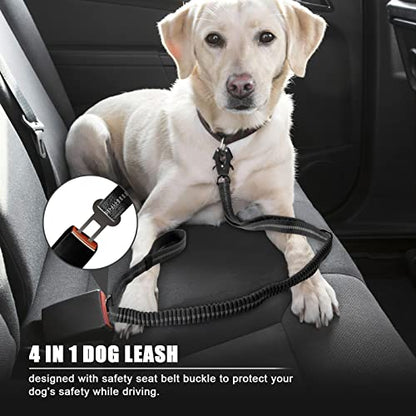 Raipult Tactical Dog Leash Heavy Duty, 4-6FT Shock Absorbing Bungee Leash with Quick Release Clip& 2 Handles, No Pull Waking Lead with Car Seatbelt for Medium Large Dogs that Pull, Black - color: Black