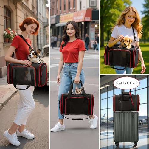 EliteField Soft-Sided Pet Carrier (3-Year Warranty, Airline Approved), Foldable Travel Bag with Removable Fleece Bed for Dogs, Cats & Small Pets, Scratch-Resistant Mesh - color: Black, size: 18.0"L x 11.0"W x 11.0"H