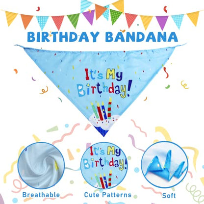 lilfrd Dog Birthday Toy Set, 9Pcs Plush Pet Toy for Small Dogs, Includes Squeaky Cake Hat, Bandana, Dessert Themed Toys, Balloons, for Dog Birthday Party - style: Blue Birthday Pack