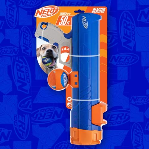 Nerf Dog Tennis Ball Blaster Dog Toy Blue/Orange, 16 Inch Compact Blaster with 1 Ball - size: 16 in Compact Blaster with 1 Ball