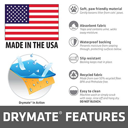 Drymate Original Cat Litter Mat, Contains Mess from Box, Protects Floors, Urine-Proof, Machine Washable, Soft on Kitty Paws, Absorbent, Waterproof (USA Made, Recycled Content) (28”x36”)(White)