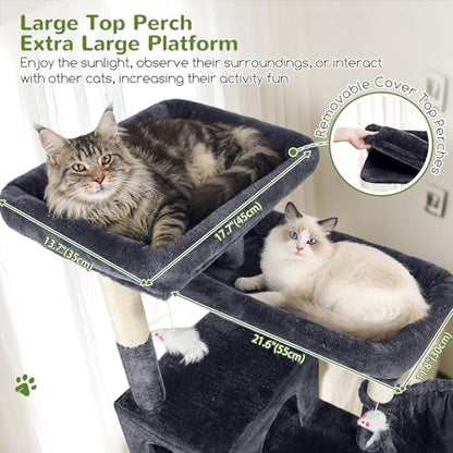 Globlazer Heavy Duty Cat Tree, 81 inch Extra Large Cat Tree for Indoor Cats Large Adult, Sturdy Cat Tower with 8 Scratching Post, 2 Cat Condos, 2 Platform, S81C, Dark Grey - color: Dark Grey
