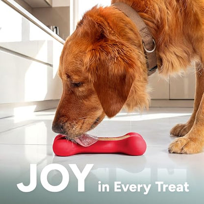 GoSports Pets PupsCream Frozen Dog Treat Holder - Dog Enrichment Fill and Freeze Bone Station - Helps Keep Dogs Busy - style: Large - Red