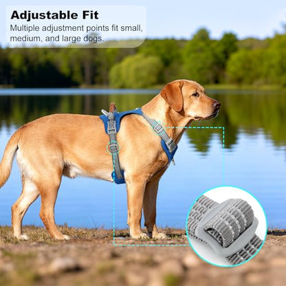 No Pull Dog Harness – Adjustable Reflective Nylon Vest for Small Medium Large Dogs, Escape Proof Training Harness with Leather Control Handle, Lightweight Aluminum Hardware (Royal Blue, S) - color: Royal Blue, size: S