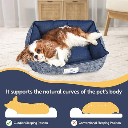 FluffyDream Small Dog Bed, Super Soft Pet Bed Furniture, Suitable for Dogs Up to 30lbs, 24'' x 20'', Dark Blue - color: Dark Blue