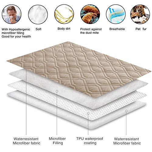 Ameritex Waterproof Dog Bed Cover Pet Blanket for Furniture Bed Couch Sofa Reversible - color: Cream+beige, size: 30x53 Inch (Pack of 1)