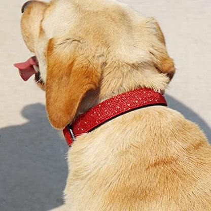 TDTOK Glittering Basic Dog Collar, Comfy & Durable Dog Collar for Small Medium Large Dogs with Eco-Friendly Plastic Buckle, Adjustable Stylish Nylon Dog Collars, Fit Necks: 9.8-22.4’’ (L, Red) - color: Red, size: L