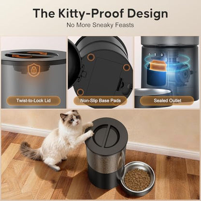 Miaosical Automatic Cat Feeder with Camera,WiFi Cat Food Dispenser with App Control,1080P HD Video,Two-Way Audio, Transparent 4.2L Food Container (Black) - color: Black