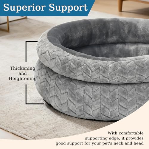 Dual-Layer Donut Cat Bed - Fluffy Round Bed for Small Pets - Ultra-Soft Cat Donut Bed for Cozy Sleep (Grey, 12 * 12 * 3.9 inch / 30 * 30 * 10 cm) - size: 12 * 12 * 3.9 inch / 30 * 30 * 10 cm