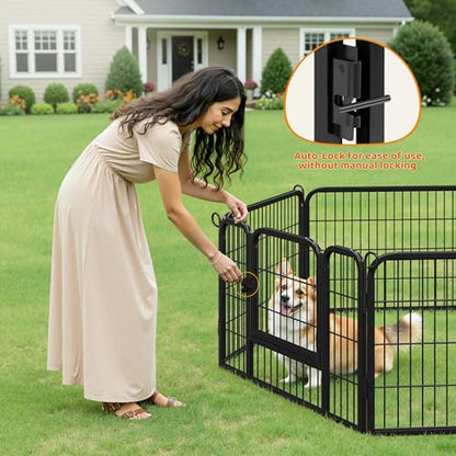 Yaheetech Wide Panel Dog Playpen, 6 Panels 24 inch High Pet Pen with Gate, Portable Indoor Outdoor Fence for Small/Medium Breed Dogs - size: 24"