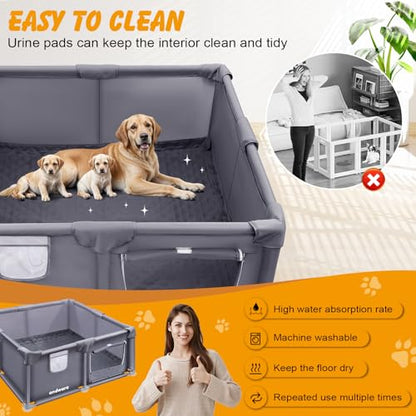 Whelping Box for Dogs and Puppies, 48×48×18 in Whelping Supplies with Waterproof Whelping Pad for Medium Small Dogs - style: 48×48×18in