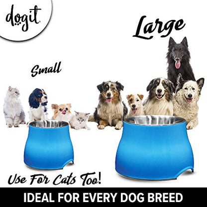 Dogit Elevated Dog Bowl, Stainless Steel Dog Food and Water Bowl for Large Dogs, Blue, 73751 - color: Blue, size: Large