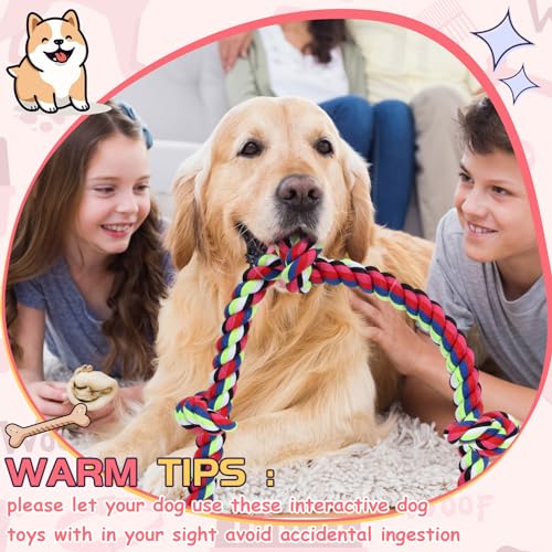 Hollowfly Dog Rope Toys for Extra Large Dogs, 2 Pack 6 Feet 5 Knot Tug of War Dog Toy for Large Aggressive Chewers Heavy Duty Cotton Teeth Cleaning Indestructible Puppy Chew Toys