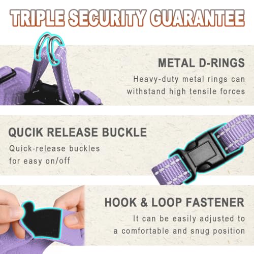 BARKBAY Dog Harness, Reflective Adjustable Puppy No Pull Harness, Breathable Soft for Small and Medium Dogs, Violet Purple, XXS - color: Violet Purple, size: XX-Small