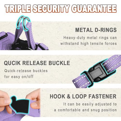BARKBAY Dog Harness, Reflective Adjustable Puppy No Pull Harness, Breathable Soft for Small and Medium Dogs, Violet Purple, XXS - color: Violet Purple, size: XX-Small