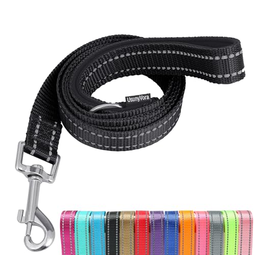 Reflective Nylon Dog Leash for Walking,Strong Dog Leash with Padded Handle for Medium and Large Dogs,6 FT,Black - color: Black, size: 1" x 6 FT