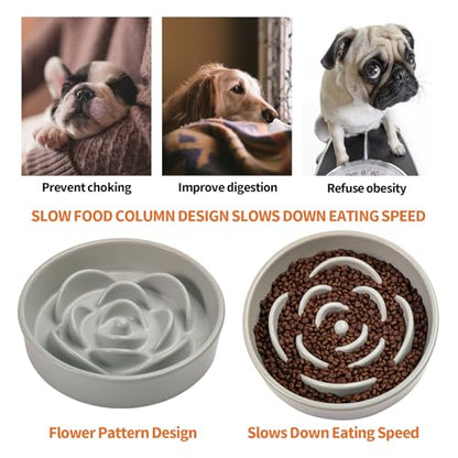 8.26 in Grey Dog Bowl Slow Feeder Ceramic for Medium and Large Breed,Elevated/Raised Slow Feeding Dog Food Water Dish Heavy Weighted,Puppy Dish for Fast Eaters,Puzzle Eating Bowl Modern Maze - color: Upgraded Grey Slow Feeder Elevated