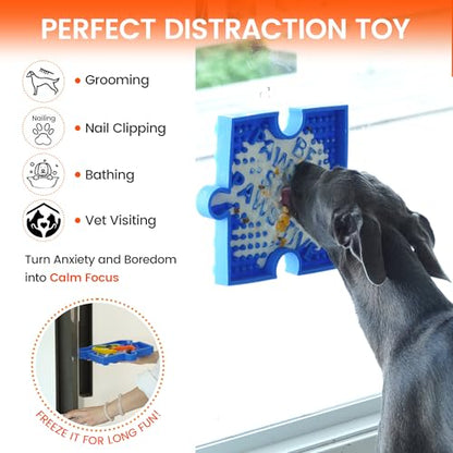 Puzzle Slow Feeder Lick Mat for Dogs, 38+ Suction Cups | Non-Slip Heavy Duty Maze Enrichment Bowl BPA-Free Silicone | Reduce Boredom Anxiety Free Combination (1PC, Blue) - color: 1 Blue - Rocks