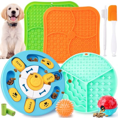 Forfon 10 Pack Complete Dog Puzzle Toys Set-Dog Lick Mat & Feeding Bowl with Suction Cups for Small & Medium Breeds,Enrichment Toys for IQ Training & Mentally Stimulating - color: Well-Rounded Dog Puzzle Toys