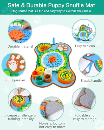 ORIA Snuffle Mat for Dogs, 25''x17'' Interactive Slow Feeder Mat with Mental Stimulation for Boredom, Anxiety Relief, Dog Puzzle Toy & Treats Hunting Game for Small Medium Dogs Puppies - size: 25x17 inch