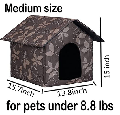 Cat Houses for Outdoor Cats, Weatherproof Outdoor House for Feral Cats, Warm Stable Stray Cats Shelter in Winter Brown Medium - style: Brown cat house