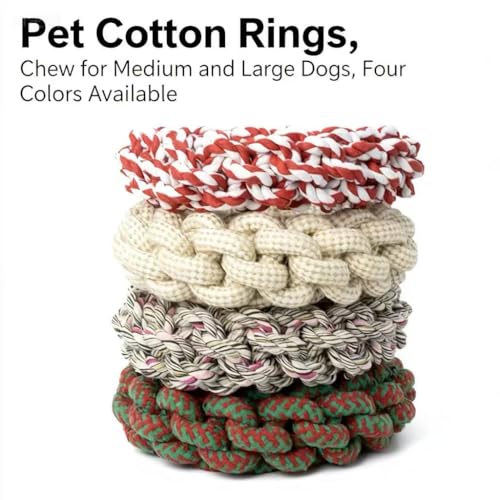 Pet Cotton Ring Dog Toy, Braided Rope Chew Ring for Medium and Large Dogs, 20x20x5cm, Durable Training Toy (Natural) - color: Natural