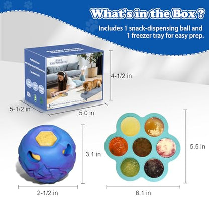 5-in-1 Dog Toy, Frozen Dog Treats to Keep Dogs Busy, Interactive Treat Dispensing Dog Toy Puzzle, Interactive Chew Toys for Puppy Small Medium Dog, Power Chewer, Durable Rubber-Easy to Clean (small) - color: Blue, size: Small