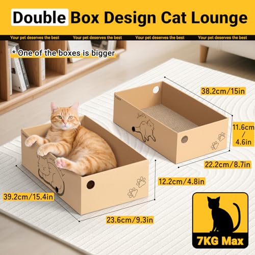 Cat Scratcher with 2 Boxes, 6 PCS Replacement Reversible Cat Scratching Board for Cat Paws, Large Cat Scratcher Cardboard Corrugated for Indoor Cats