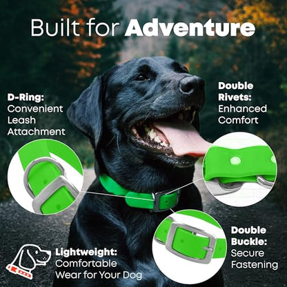 Regal Dog Products Small Light Green Waterproof Dog Collars with Custom Engraved Name Plate | Vinyl Coated, Easy to Clean Personalized Biothane Dog Collar - Other Sizes for Medium & Large Dogs - color: Light Green, size: Small Collar
