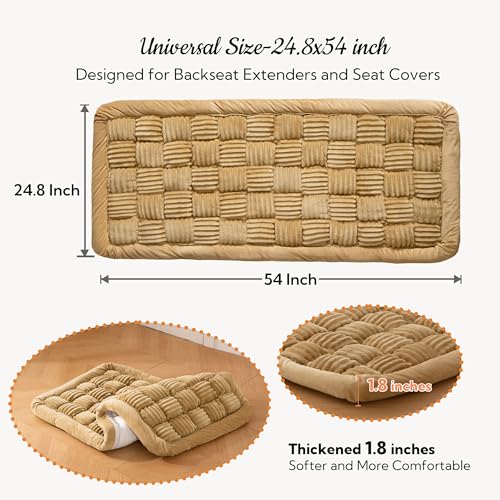 Dog Bed for Car Back Seat Soft Plush Backseat Pet Bed Mat Non-Slip Travel Pet Mat, Fuzzy Plaid Dog Seat Cover, Fit for Backseat Extenders and Trucks SUVs (Light Brown, 54" x 24.8") - color: Light Brown