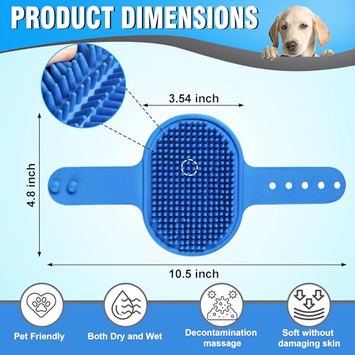 Dog Bath Brush, Premium Rubber Dog Shampoo Brush with Adjustable Ring Handle, Soothing Massage Comb for Long and Short Haired Dogs & Cats - color: Dog Bath Brush with Silicone for Massaging