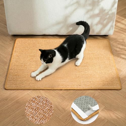 Conlun Cat Scratcher Mat,Sisal Cat Scratch Pad Rug,Wall Scratchers for Indoor Kitten Scratching&Stretching,Furniture Protector for Post&Sofas&Couch&Carpets&Floor,Kitty Bithday Gifts,Medium,Brown - color: Brown, size: 1 Pack-M (23.6'' X 15.7")
