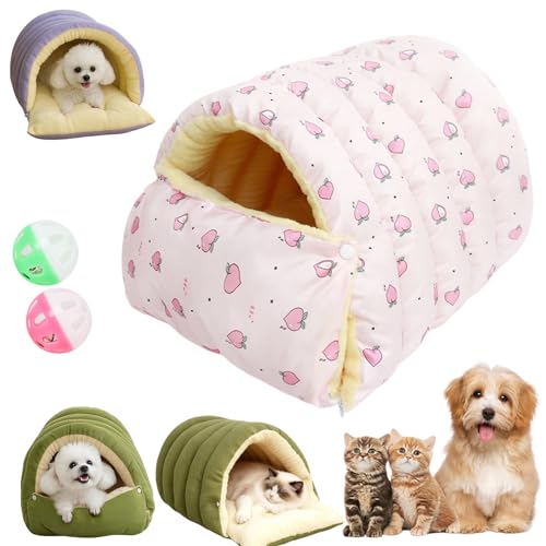Removable and Washable Winter Closed-Off Cat Bed, Soft Fluffy Warm Autumn/Winter Cats House, Washable Non-Slip Pet Sleeping Bag for Indoor Cats Small Dogs (D,Medium) - color: D, size: Medium