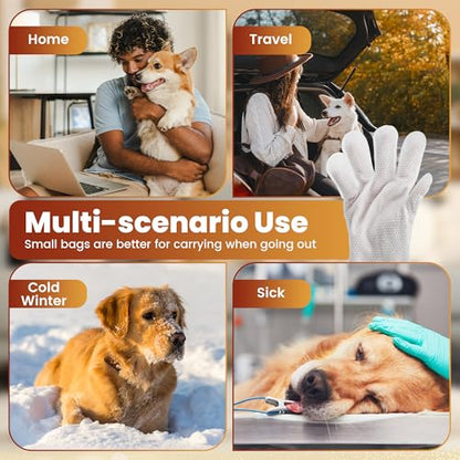 Pet Glove Wipes for Dogs Cats, Dog Cleaning Gloves, Dog Wipes Cleaning Deodorizing, Pet Wipes for Dogs Cats, Extra Thick, Unscented Rinse Free Nourish Fur Glove Wipes for Daily Care and Traveling-6pcs