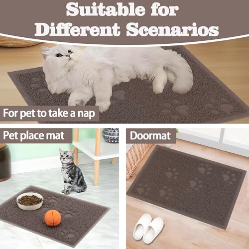 Darkyazi Cat Litter Box Mat for Floor Litter Trapping Mat Non-Slip Backing, Scatter Control, Easy Clean, Water Resistant, Soft on Paws (15.75" x 11.75",Coffee) - color: Coffee