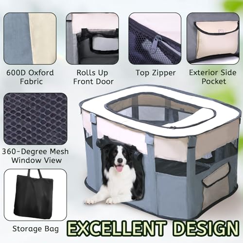 Dog Playpen Portable Cat Dog Playpen for Indoor & Outdoor Foldable Kennel Tent Crate,Water-Resistant Breathable Shade Cover, Dog Crate for Small Animals with Carrying Case - size: S(29" x 22" x 16")