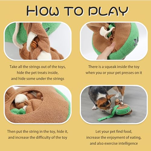 Engage Your Furry Friend with Our Stimulating Dog Toys Hide and Seek Puzzle Chew Squeak Toy-Cute Interactive Curling Toys- Perfect for Small Medium Dogs Cats Rabbits (Brown) - color: BROWN