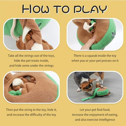 Engage Your Furry Friend with Our Stimulating Dog Toys Hide and Seek Puzzle Chew Squeak Toy-Cute Interactive Curling Toys- Perfect for Small Medium Dogs Cats Rabbits (Brown) - color: BROWN