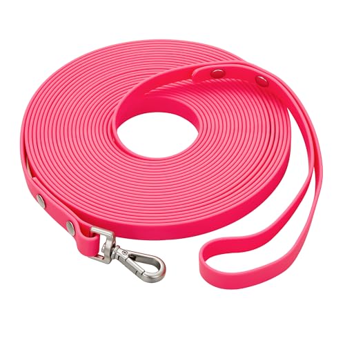 Waterproof Long Dog Training Leash 50ft Outdoor PVC Dog Leashes Great for Large Medium Small Dog Training Lead,Beach,Yard,Play,Camping(Rosered - color: RoseRed, size: 50ft
